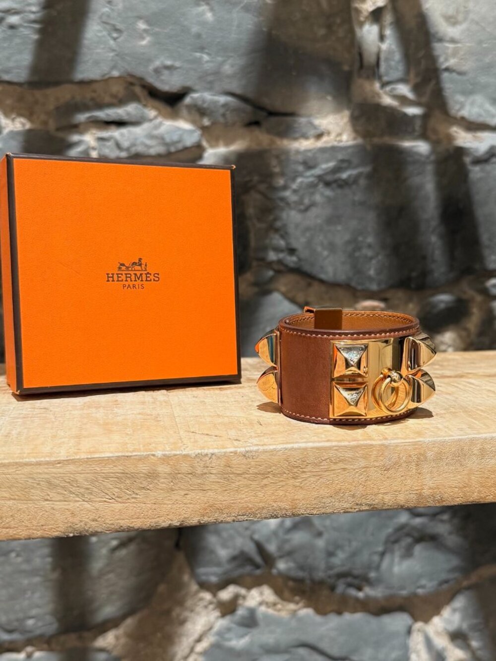 Hermès Brown Barenia Leather Collier de Chien GHW Bracelet